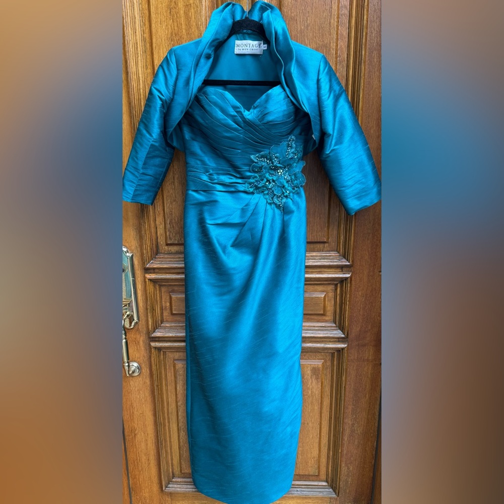 Mother of the bride, turquoise 2 piece dress
